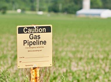 Caution Gas Pipeline sign